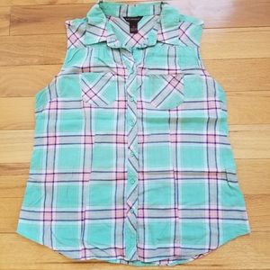 Bit and bridle sleeveless button down shirt